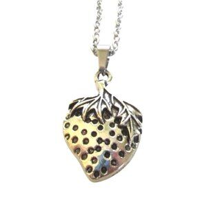 New Strawberry Pendant Necklace on 18" Stainless Chain Berry Jewelry  Gift